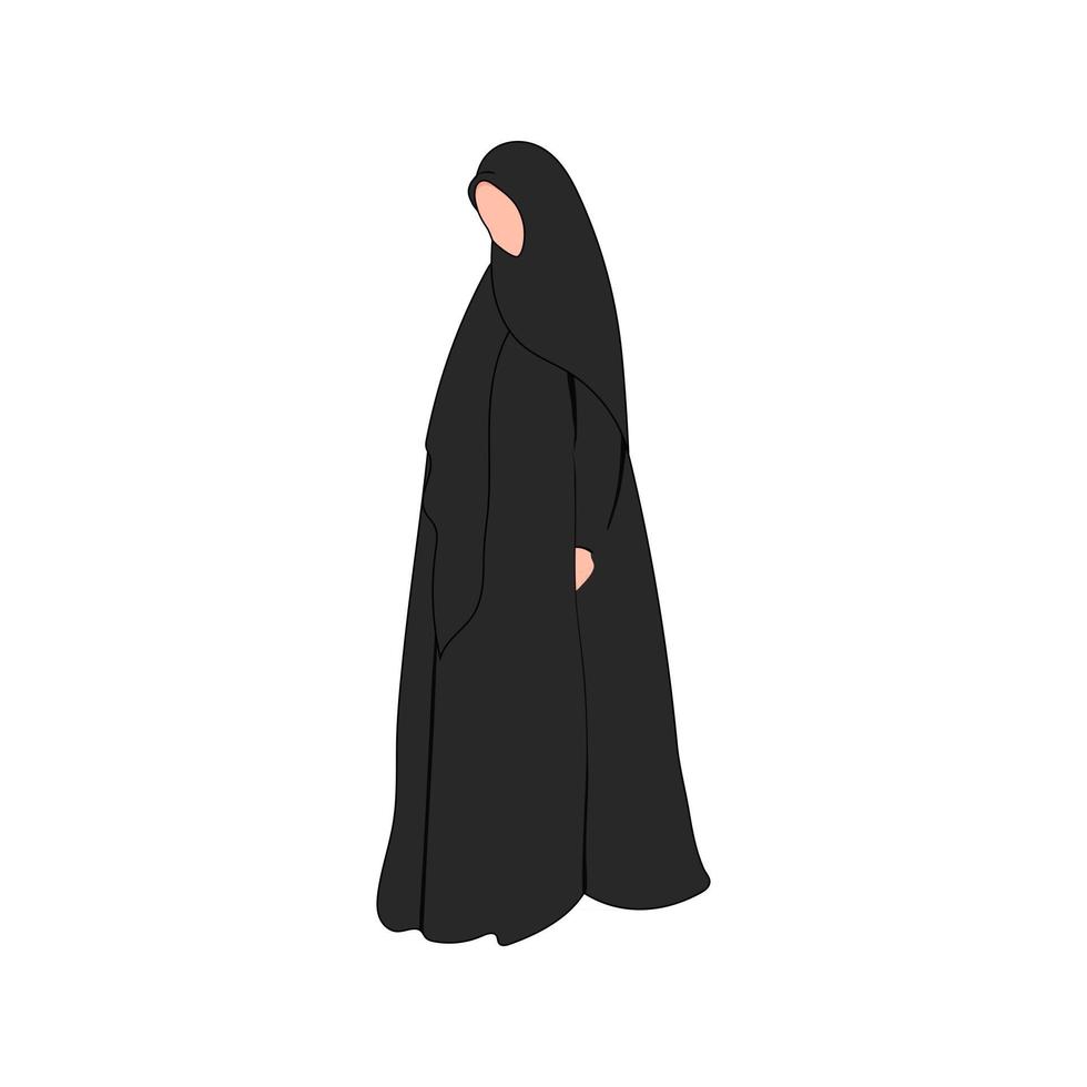 Muslim woman vector silhouette in hijab and abaya