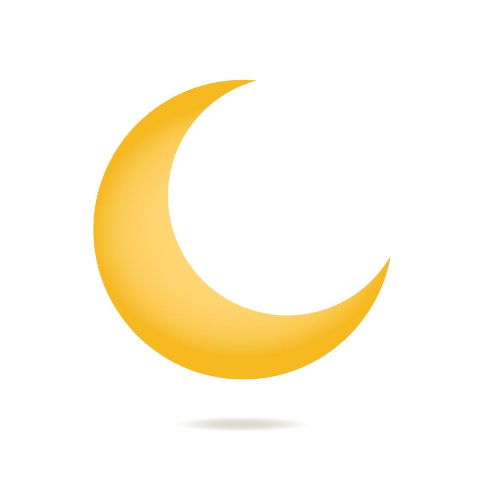 Yellow crescent vector icon for night sky