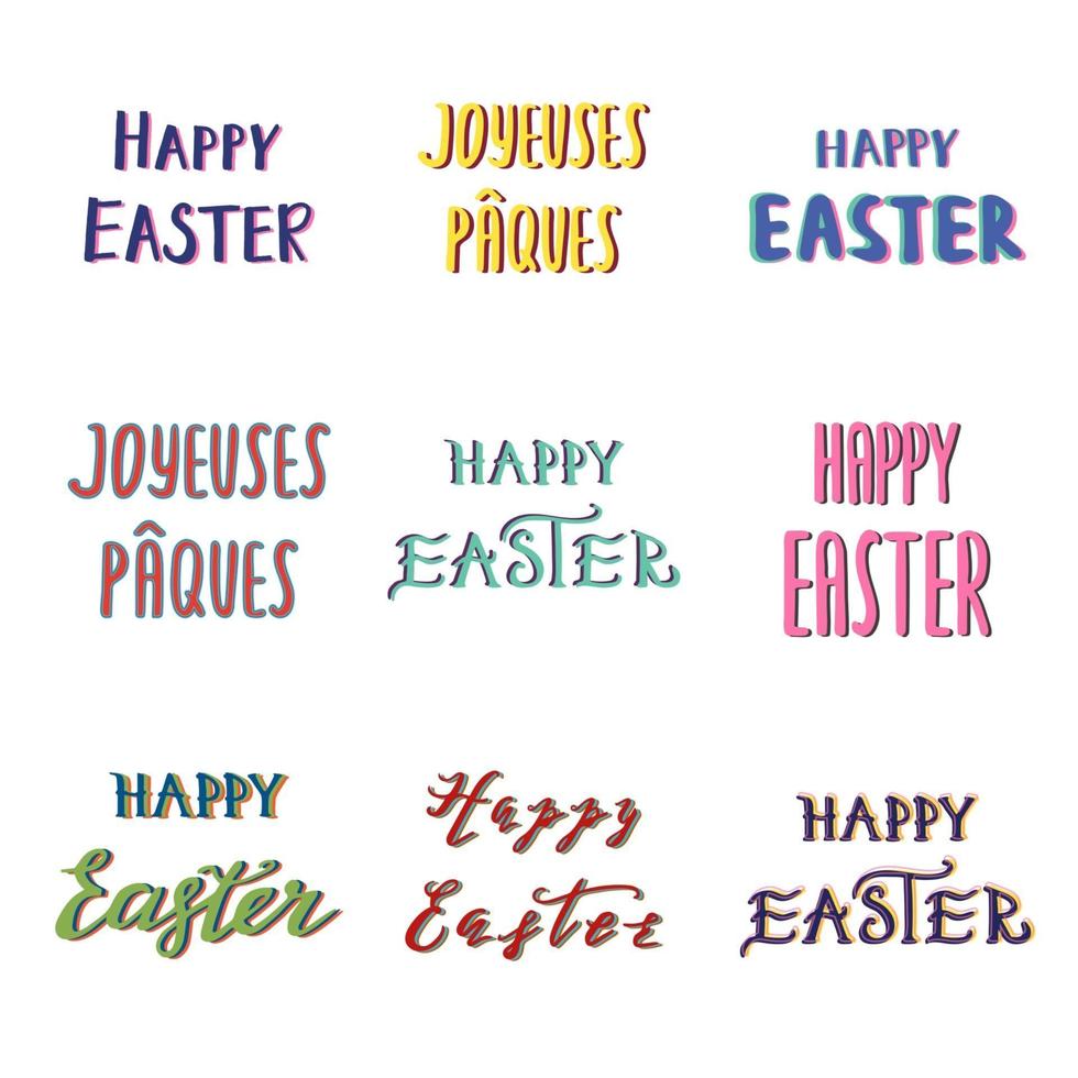 Easter hand drawn calligraphy set vector