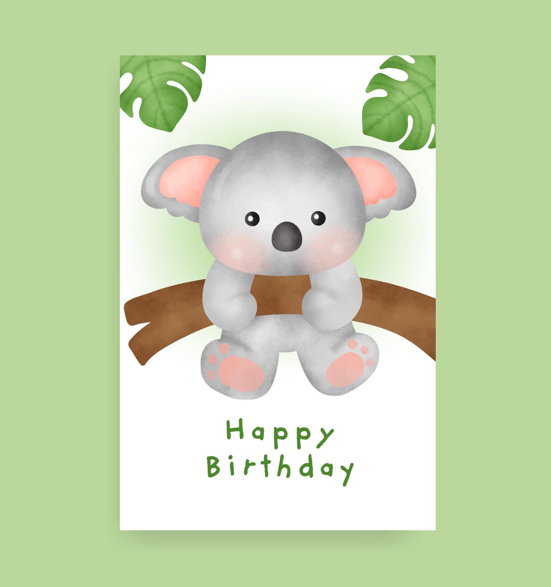 birthday card with cute koala in watercolor style 2806397 vector art at