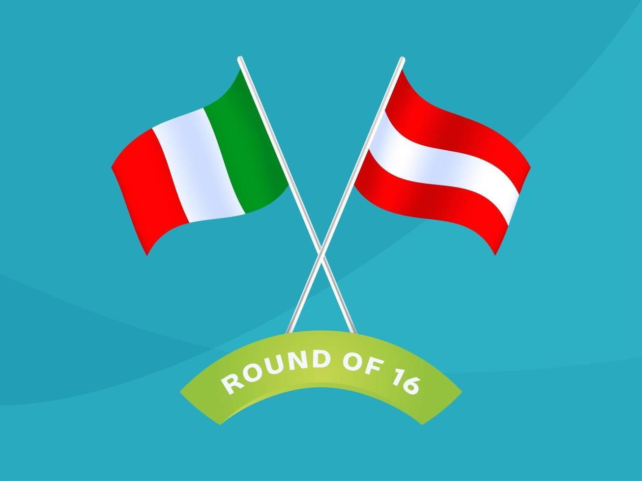 Italia vs austria partido de octavos de final, campeonato europeo de fútbol 2020 ilustración vectorial. Campeonato de fútbol 2020 partido contra equipos intro fondo deportivo vector