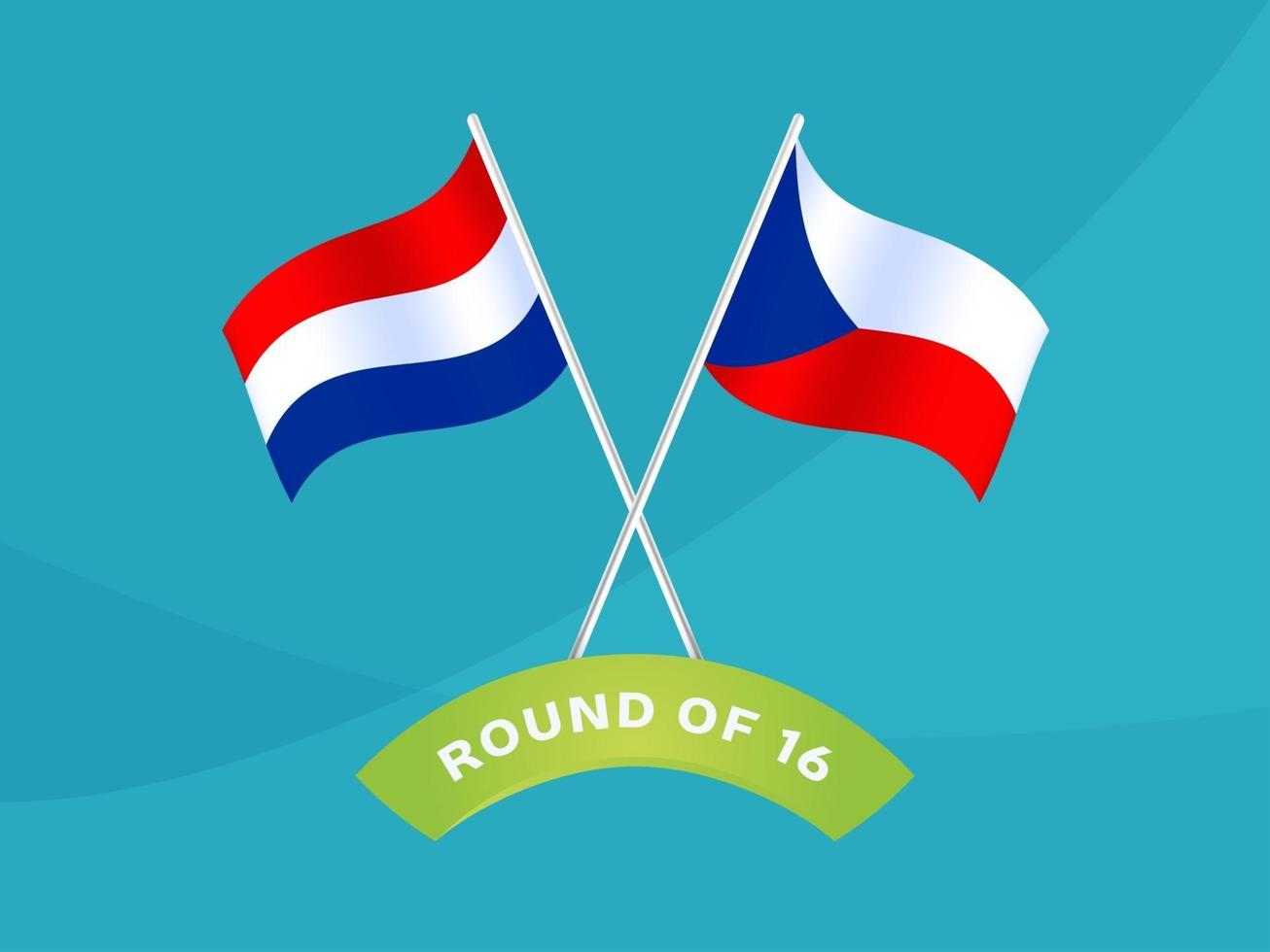 netherlands vs czech republic round of 16 match, European Football Championship 2020 vector illustration. Football 2020 championship match versus teams intro sport background