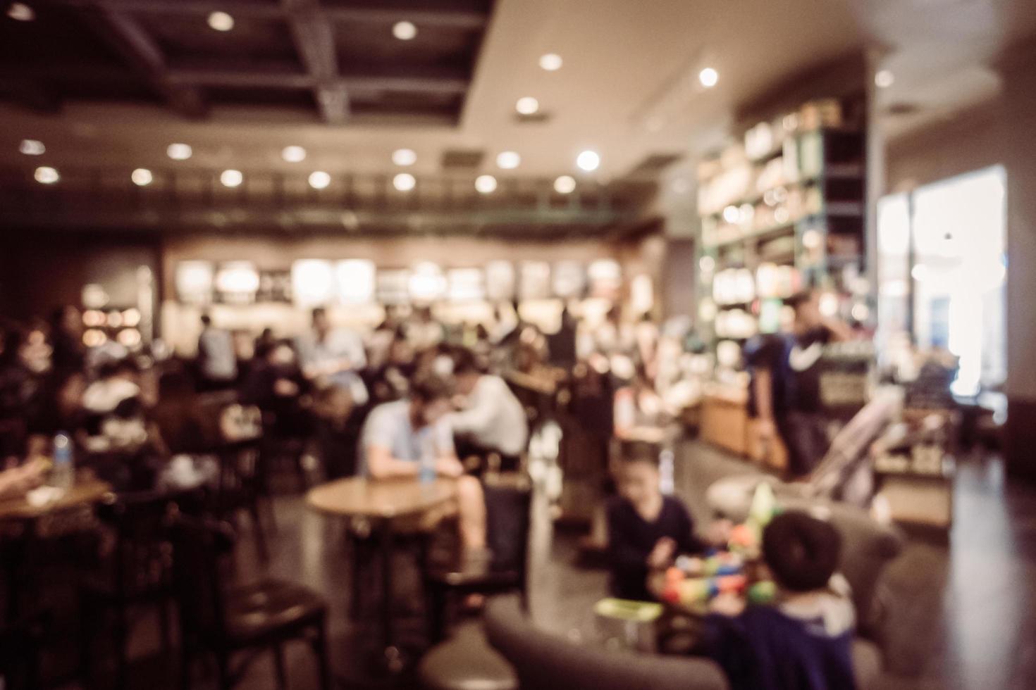 Abstract blur and defocused coffee shop cafe and restaurant interior photo