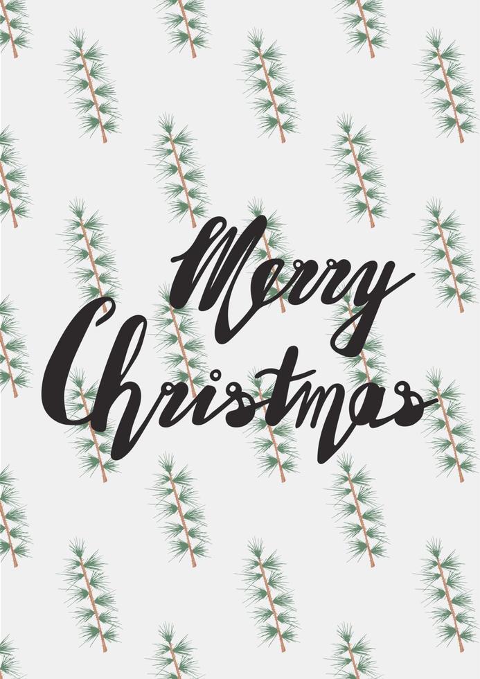 Handwritten phrase Merry Christmas Greeting Card vector