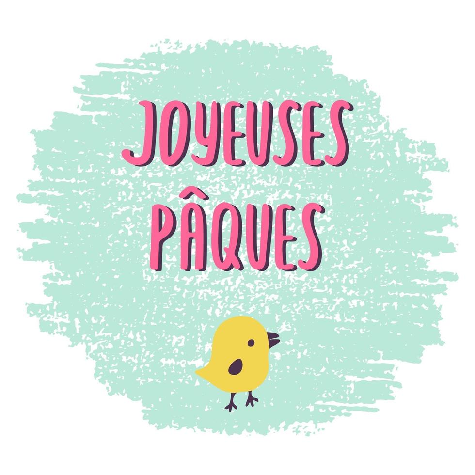 French Easter greeting card Joyeuses Paques vector