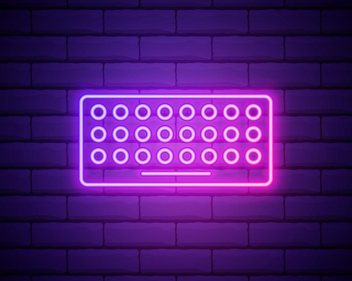 Keyboard neon icon. Simple thin line, outline vector of computer parts icons for ui and ux, website or mobile application.