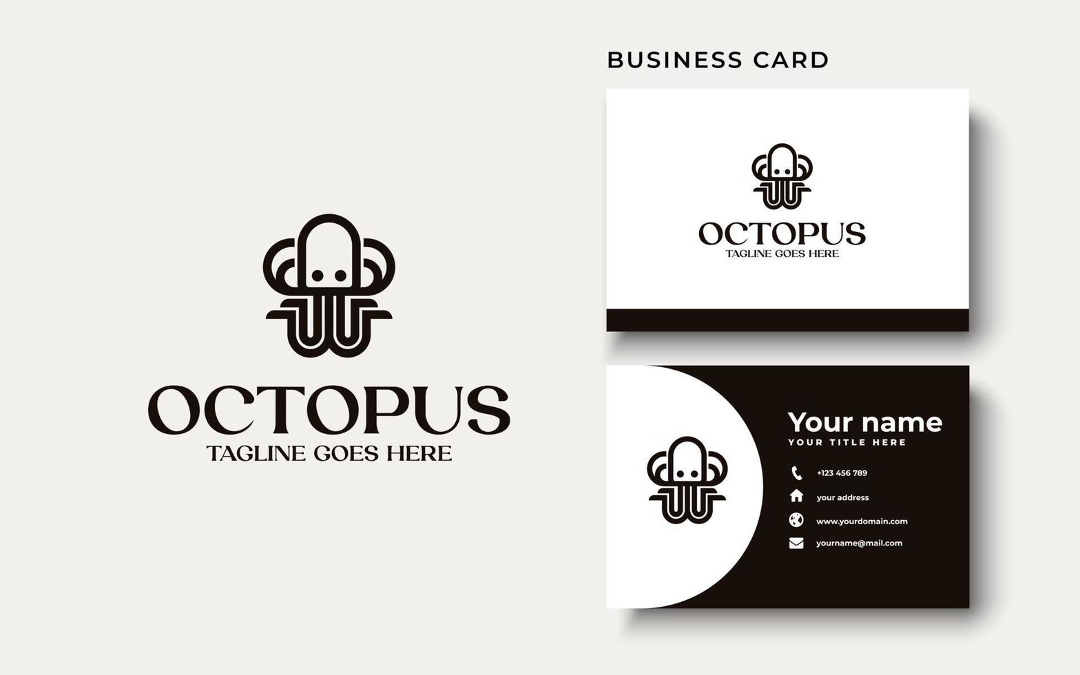 Diseño de logotipo de línea de pulpo de moda profesional creativo en color blanco y negro vector