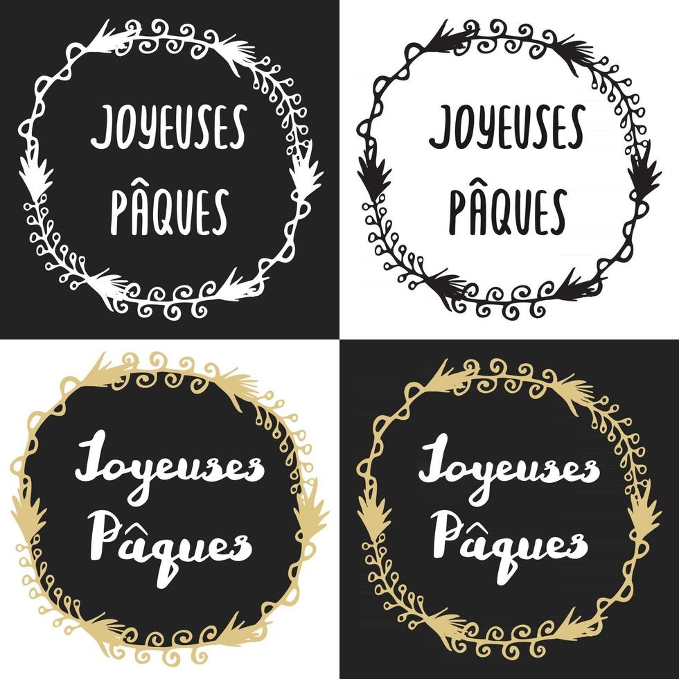 French Easter greeting card Joyeuses Paques vector