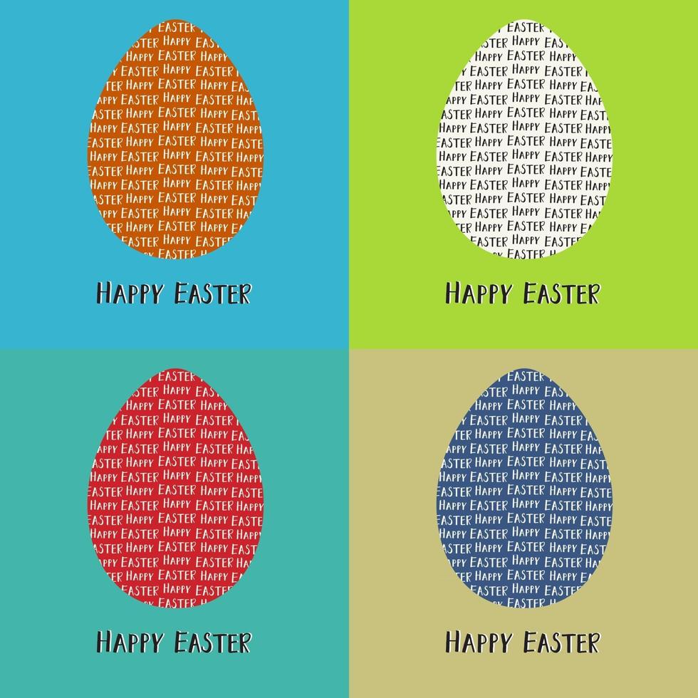 Happy Easter greeting card with egg set vector