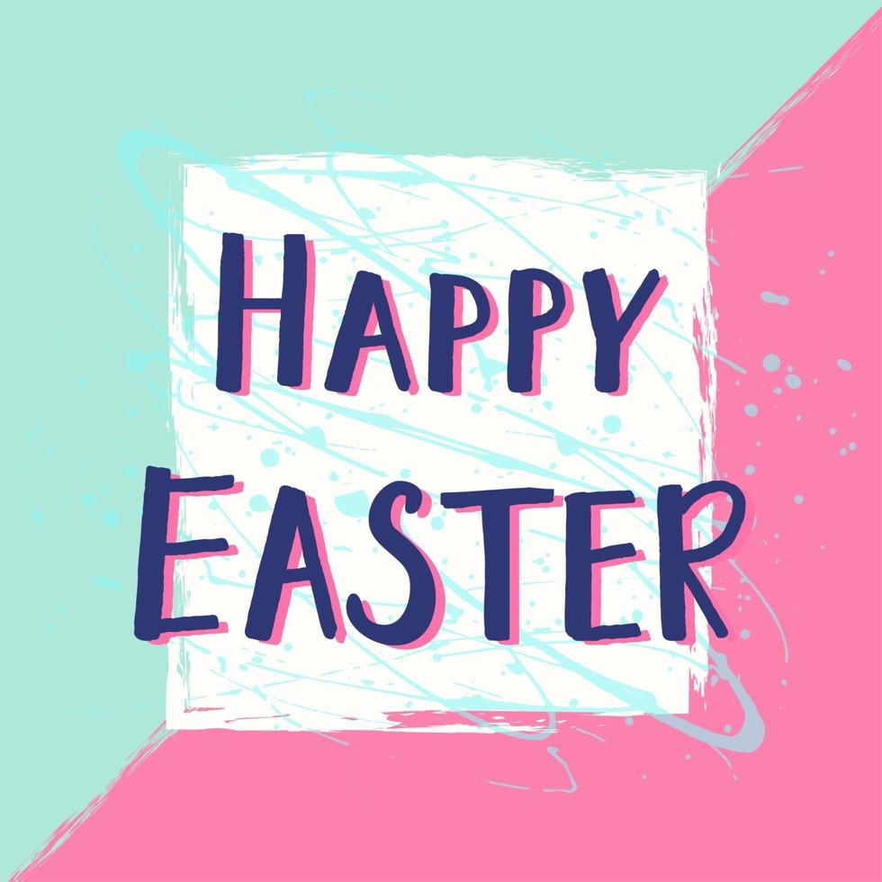 Happy Easter greeting card with hand drawn lettering vector