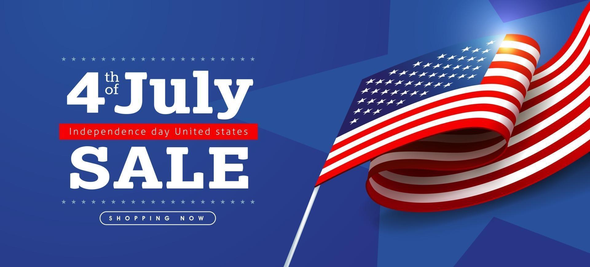 Independence day USA sale banner with Flag of the United States vector