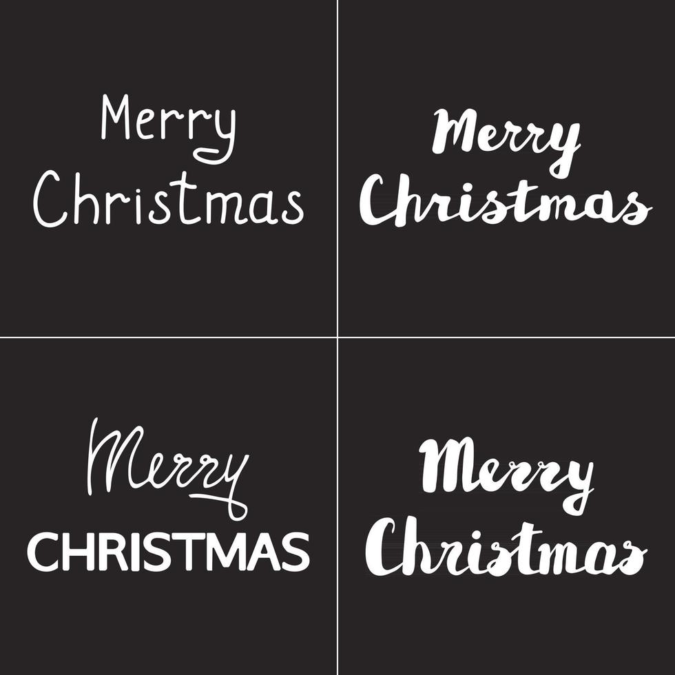 Merry Christmas hand drawn lettering set vector