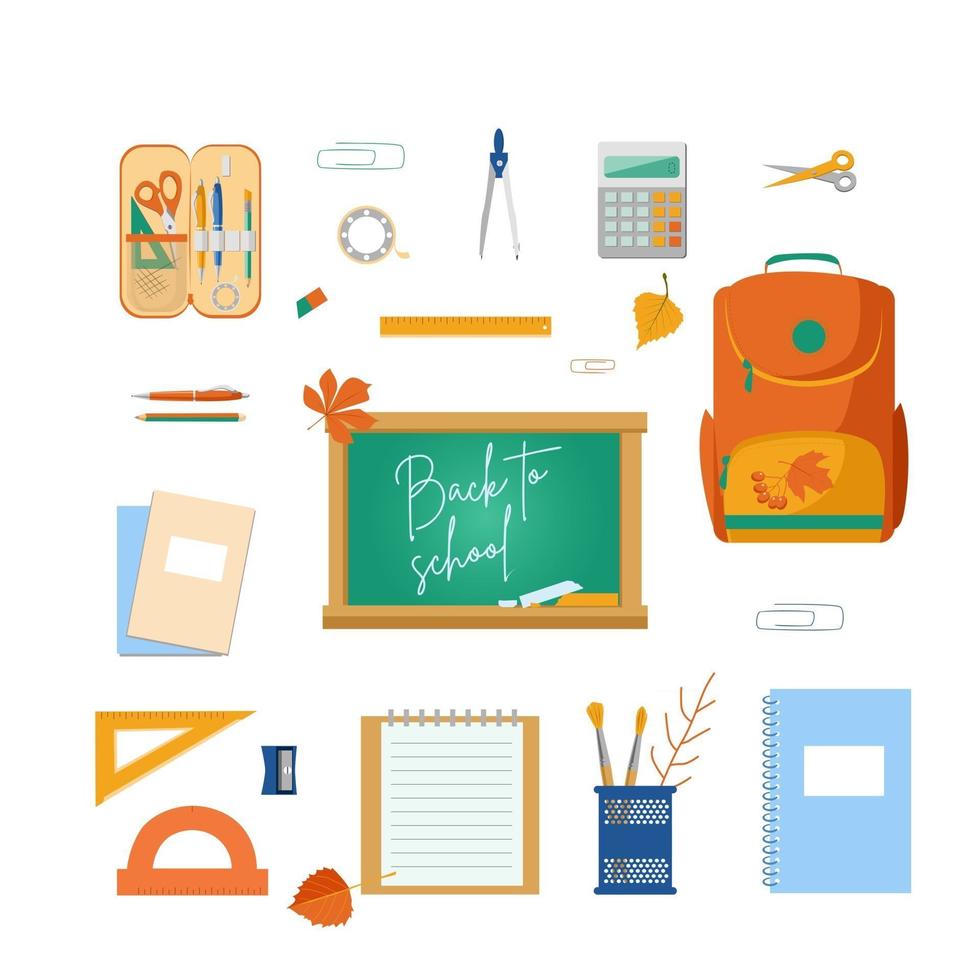 Back to school concept of a set of school items vector