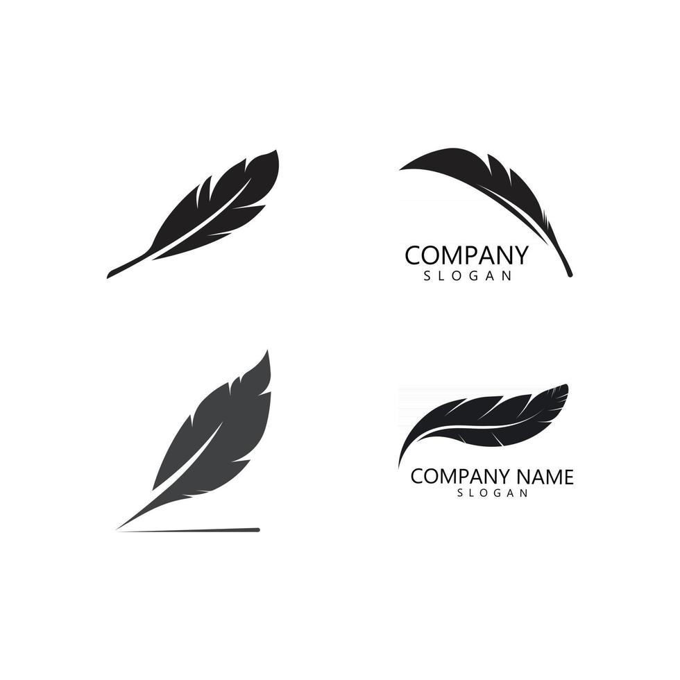 plantilla de vector de logotipo de pluma