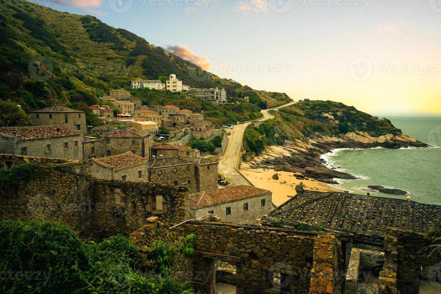 Scenery of Qinbi village in Beigan, Matsu, Taiwan at dusk photo