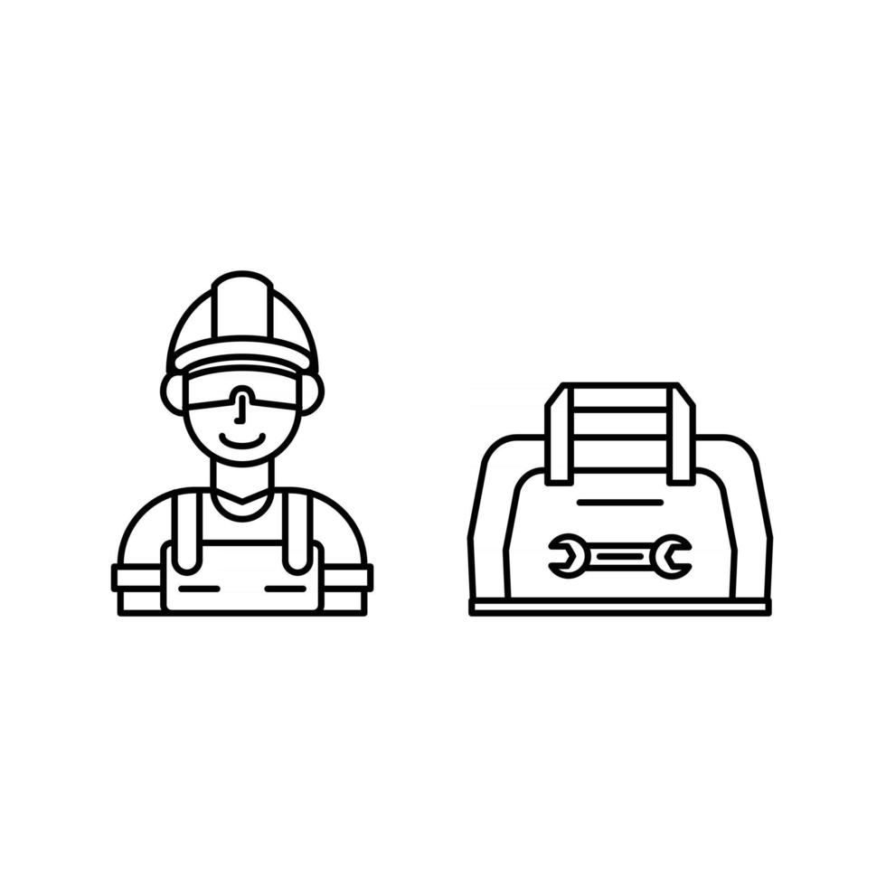 Plumber and toolbox icon vector