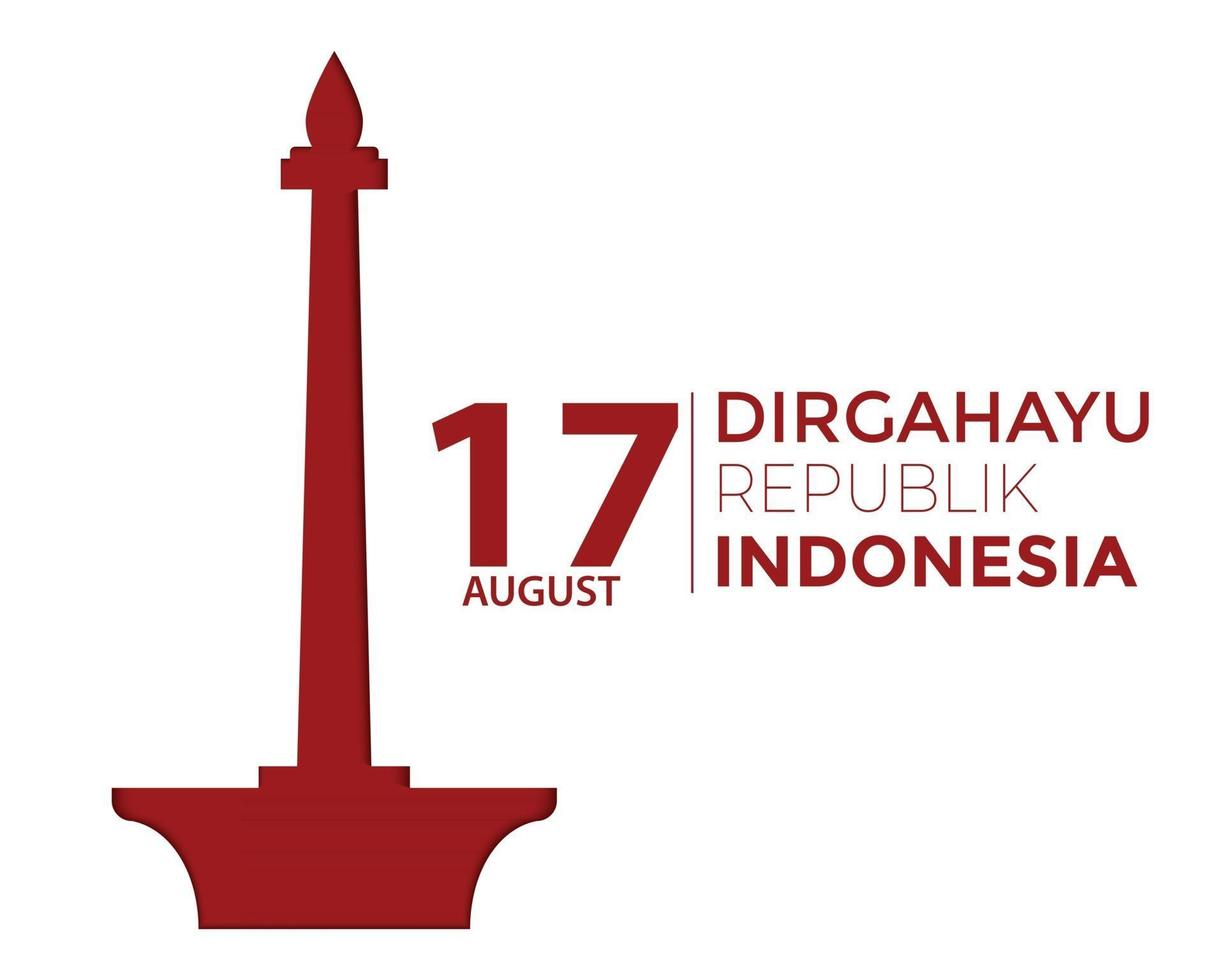 Indonesia Independence Day Monas Papercut vector