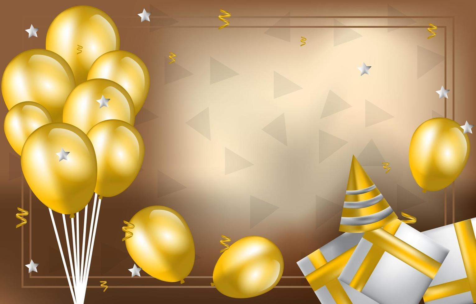 Happy Birthday Card Invitation Celebration Golden Balloon Background vector