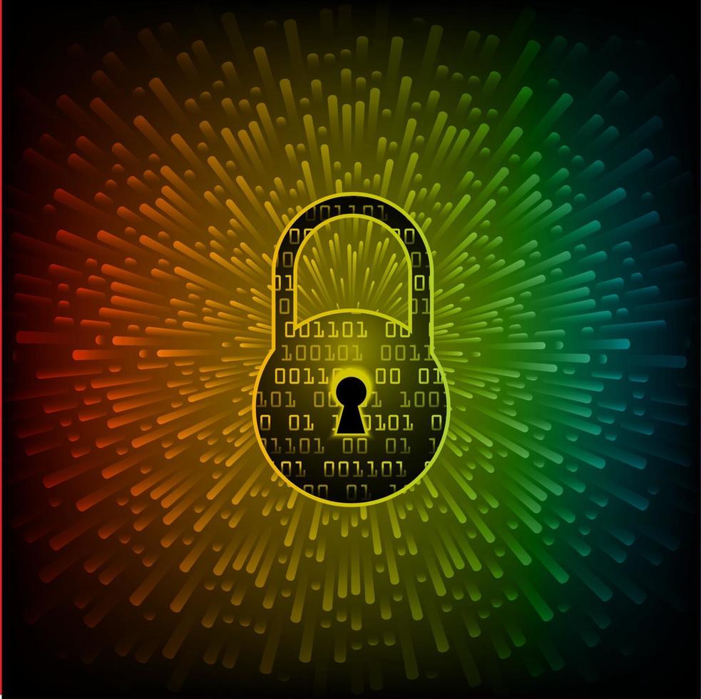 Closed Padlock on digital background, cyber security vector