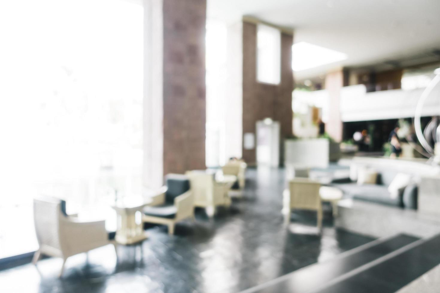 Abstract blur and defocused lobby in hotel interior photo