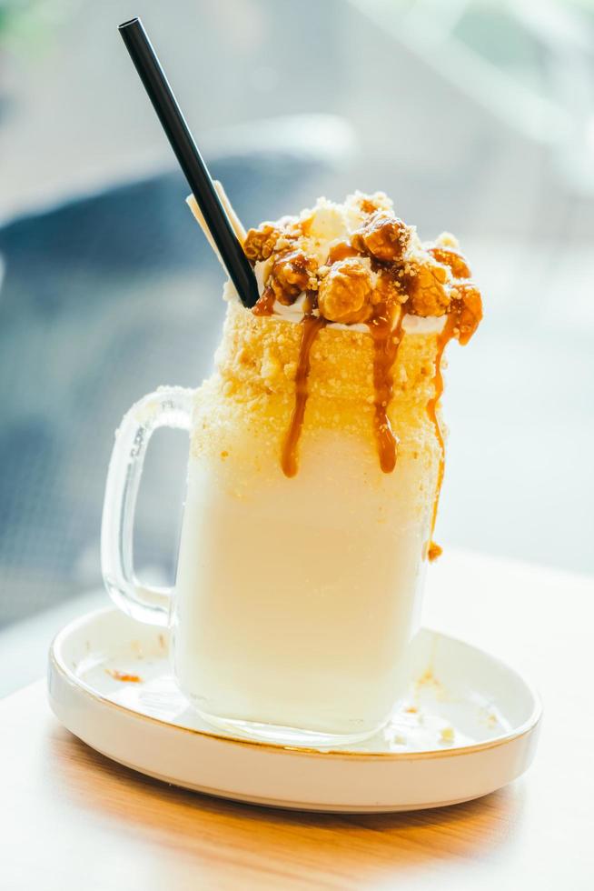 Caramel milk shake glass photo