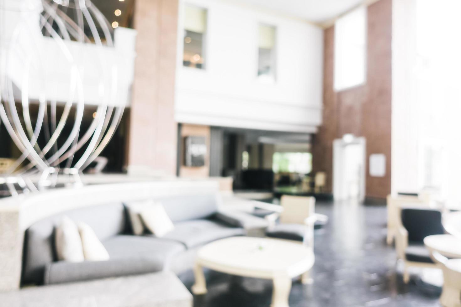 Abstract blur and defocused lobby in hotel interior photo