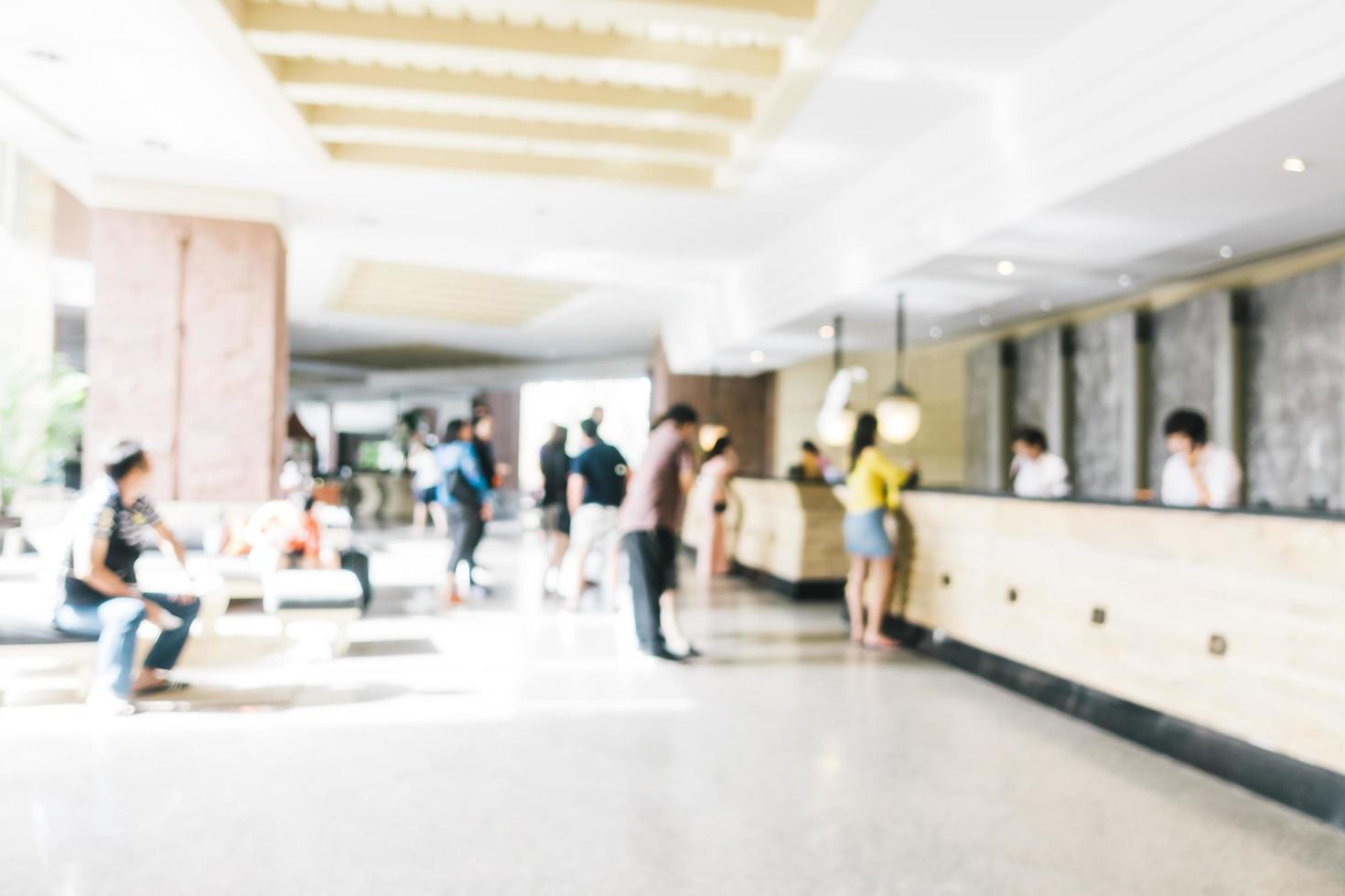 Abstract blur and defocused lobby in hotel interior photo