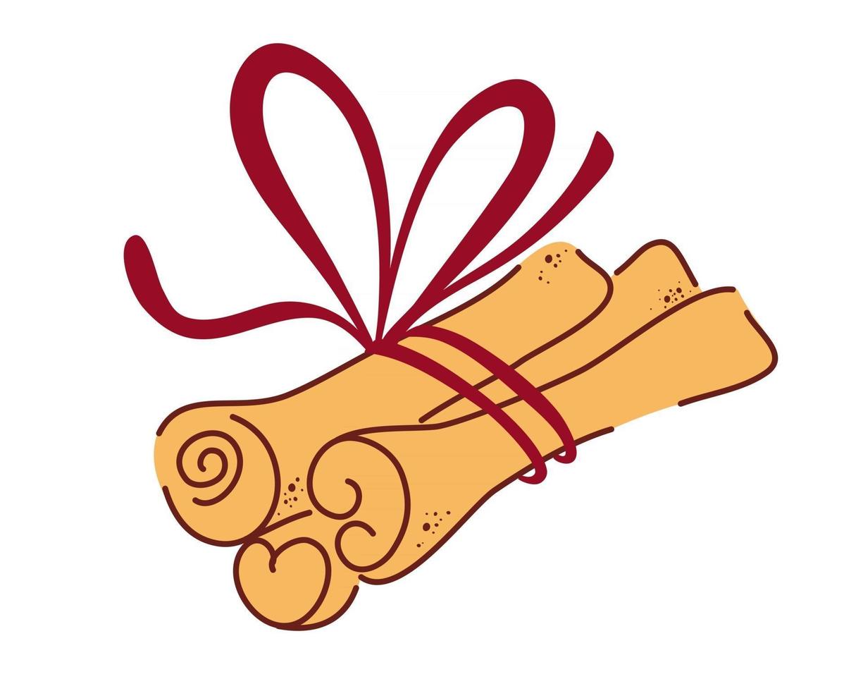 Cinnamon sticks. Aromatic spices or spicy food condiments used in culinary. Decorative design elements. Bunch of cinnamon. Spice for health. Vector flat illustration.