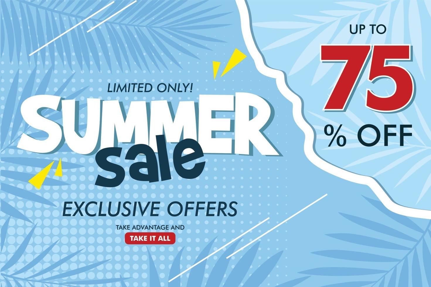 Flat summer sale horizontal banner template Vector