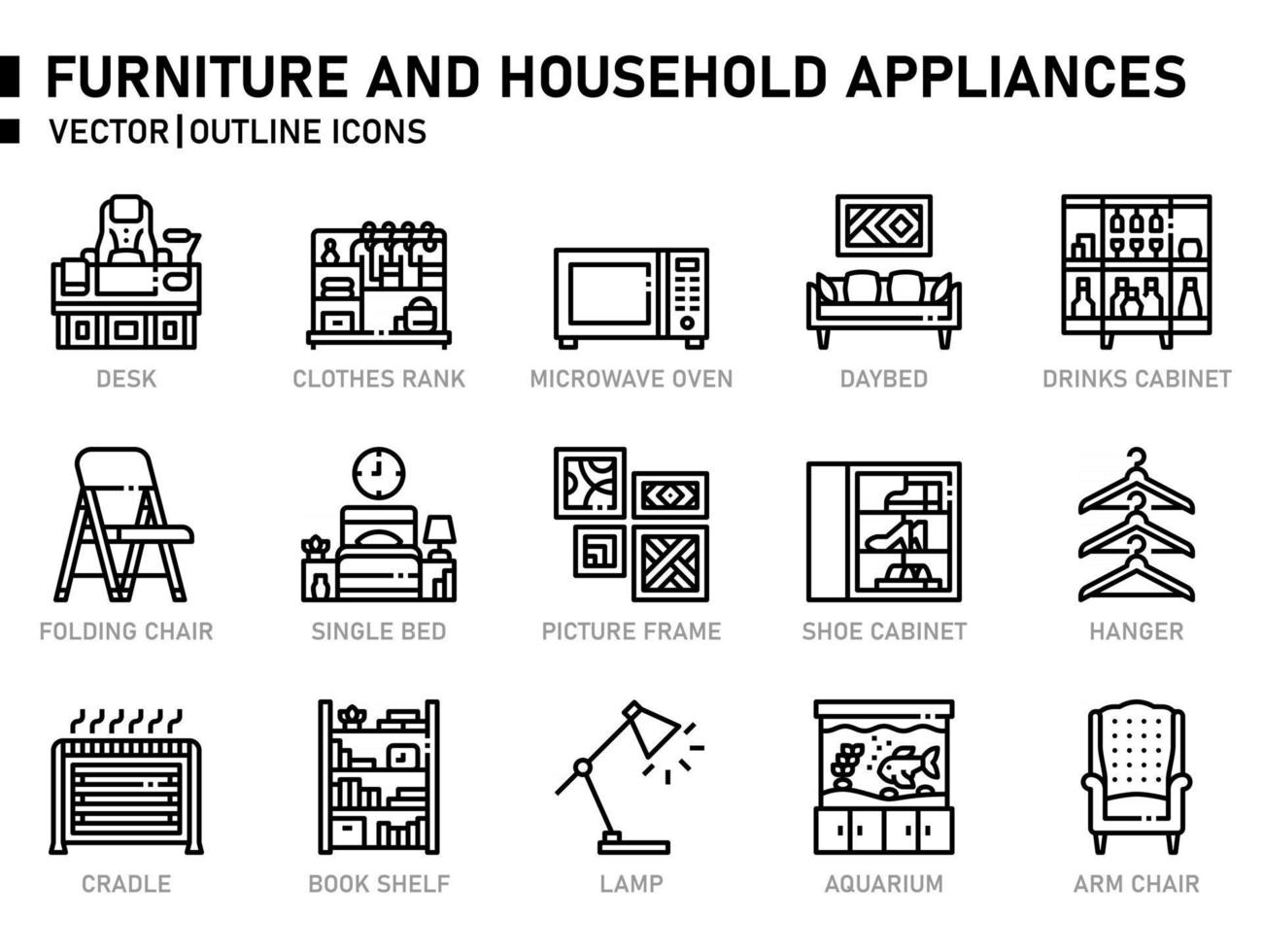 Furniture and household appliances icon vector