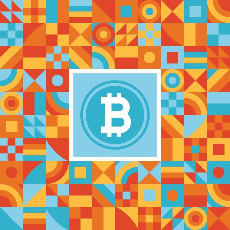 Simple geometric pattern with bitcoin icon sign vector illustration