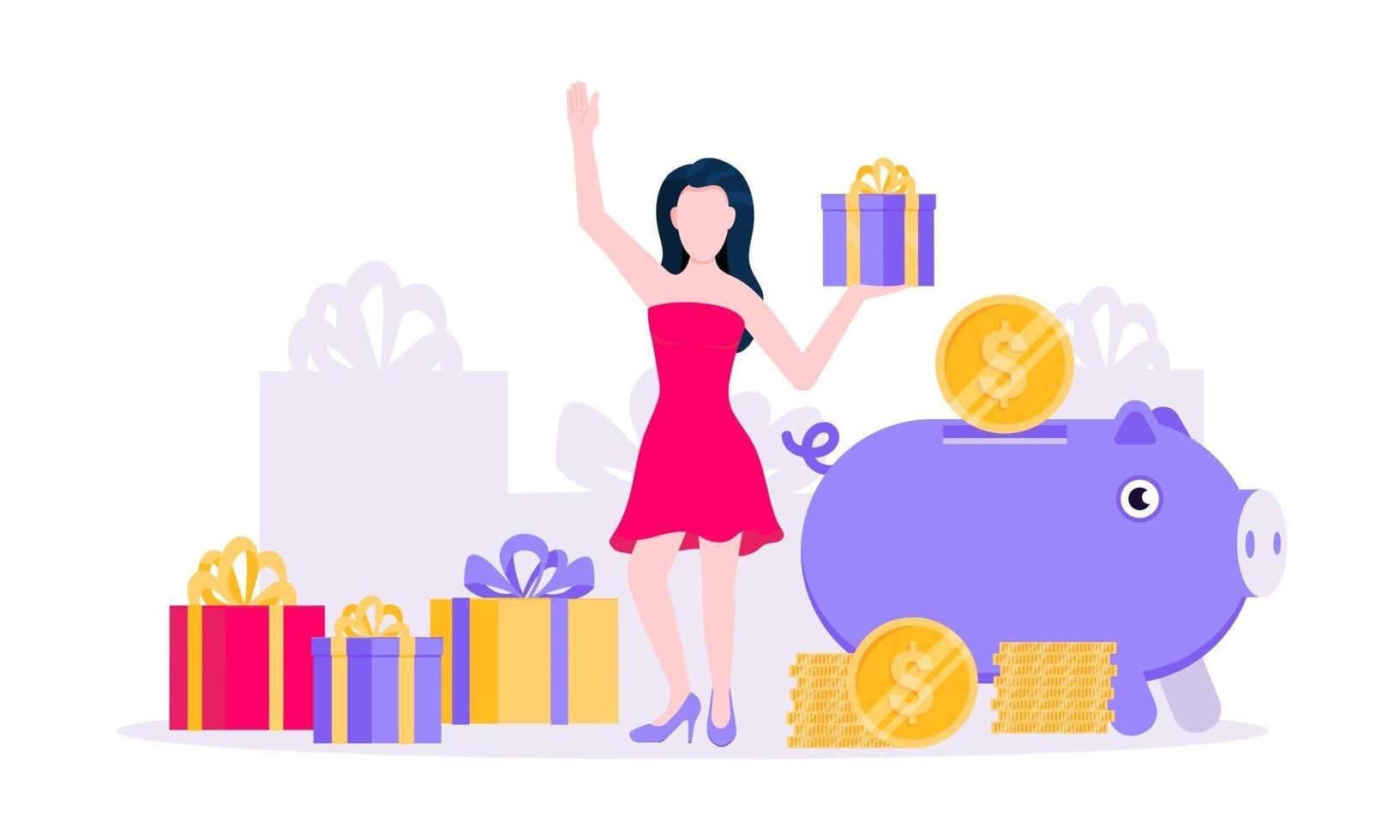 Earn points business concept flat style design vector illustration.
