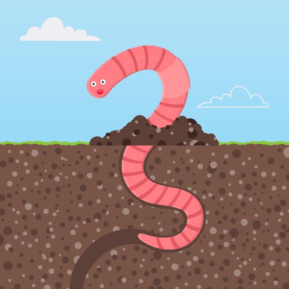 Earthworm cartoon character icon sigh. Worm with face expression smilling vector