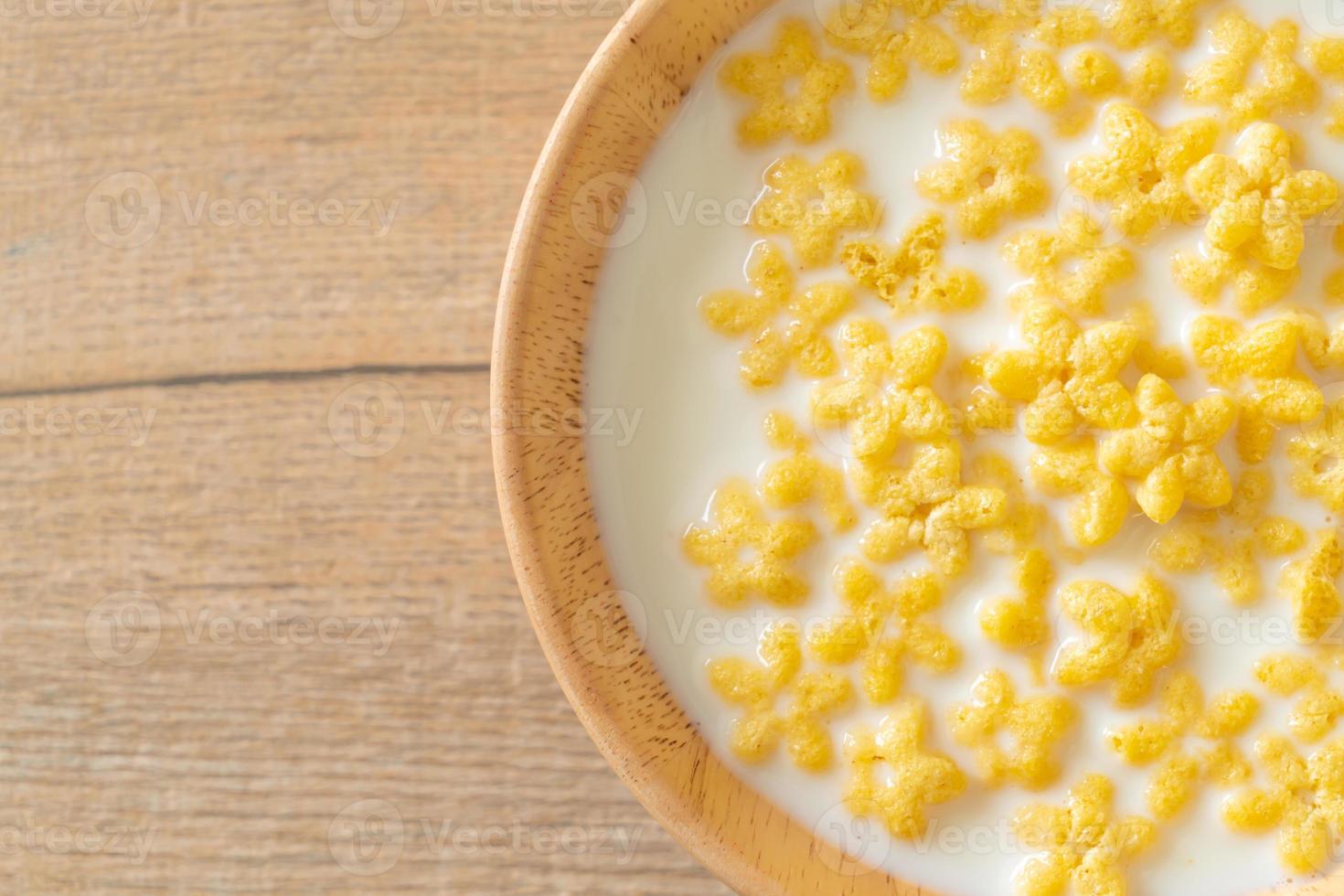 cereales integrales con leche fresca para el desayuno foto