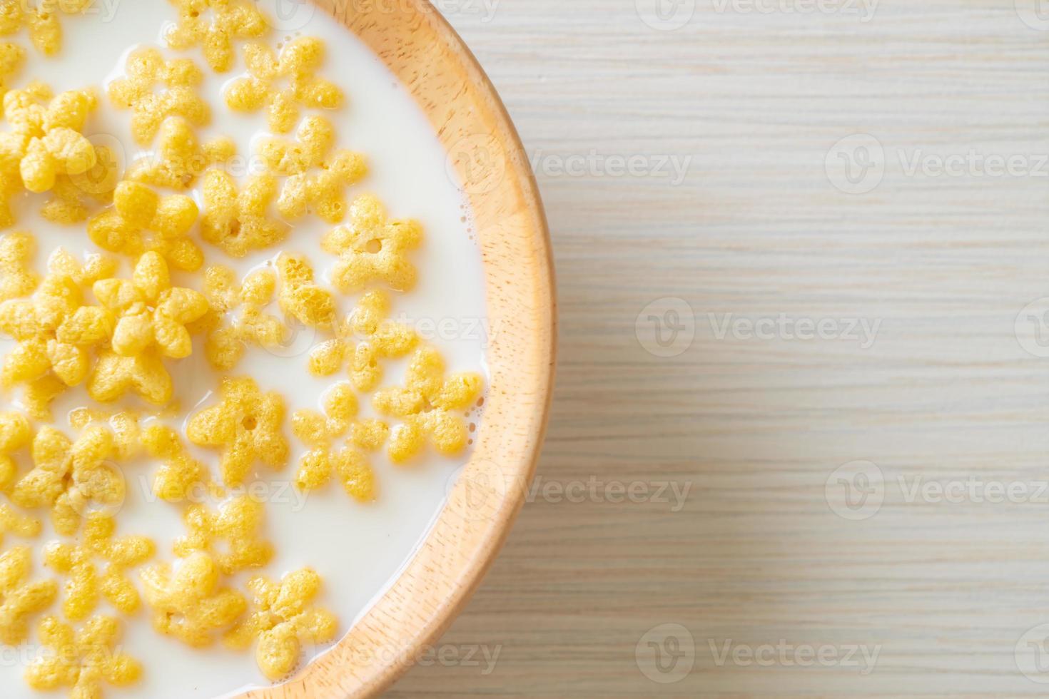 cereales integrales con leche fresca para el desayuno foto