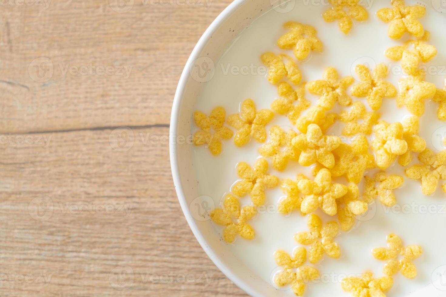 cereales integrales con leche fresca para el desayuno foto