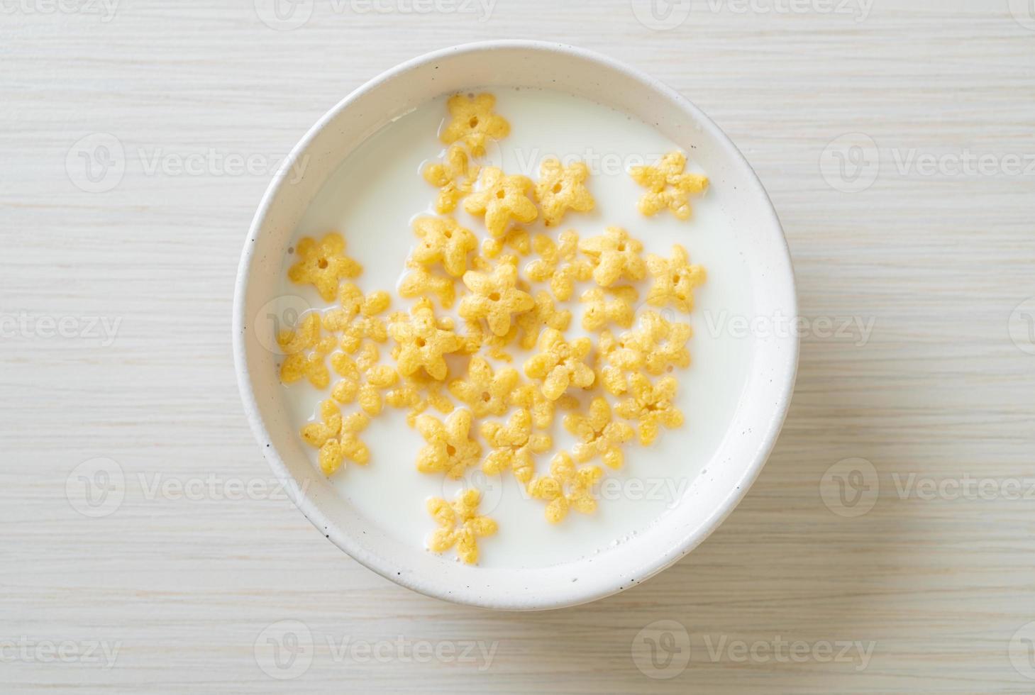 cereales integrales con leche fresca para el desayuno foto