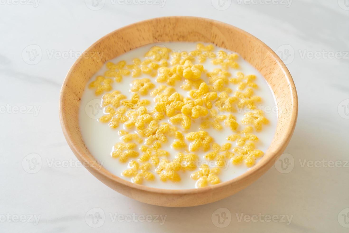 Whole grain cereals with fresh milk for breakfast photo