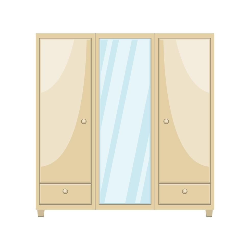 Wardrobe with mirror doors vector
