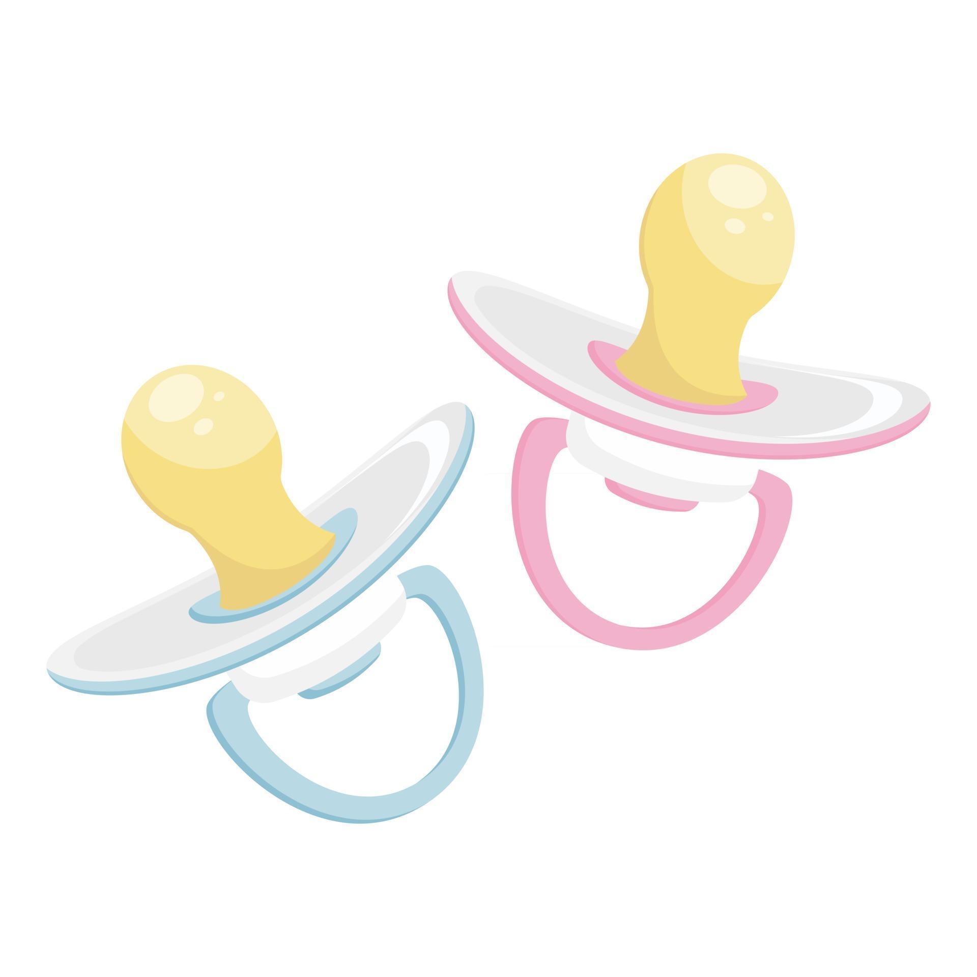 pink and blue baby pacifiers set 2808909 Vector Art at Vecteezy