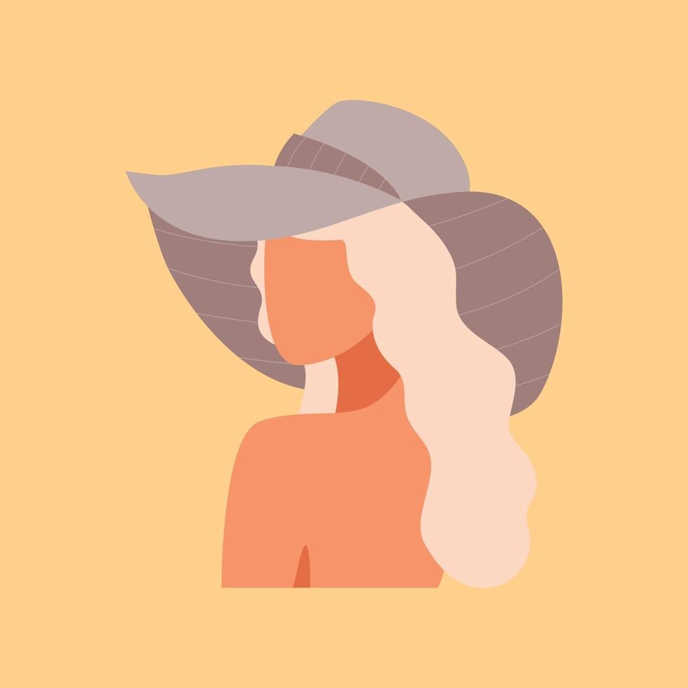 silueta de mujer rubia con sombrero vector