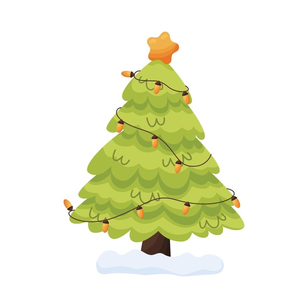 árbol de navidad con guirnaldas vector