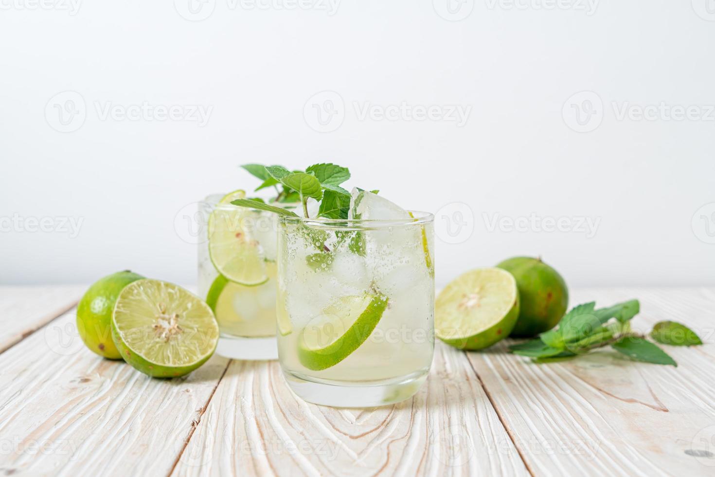 Iced lime soda with mint - refreshing drink photo