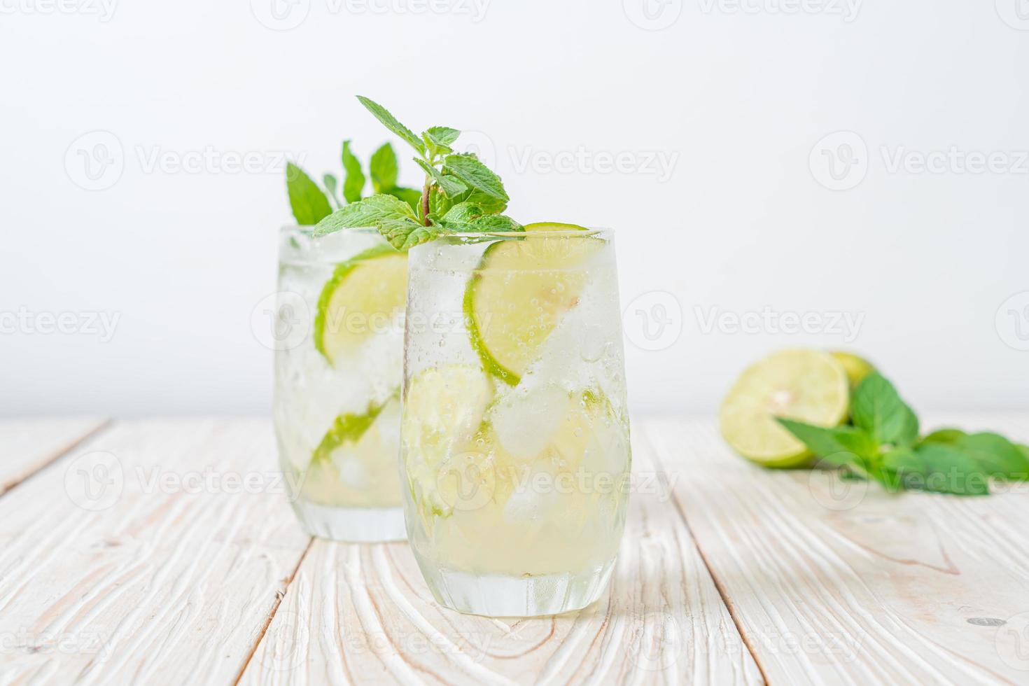 Iced lime soda with mint - refreshing drink photo