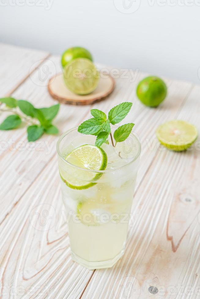 Iced lime soda with mint - refreshing drink photo