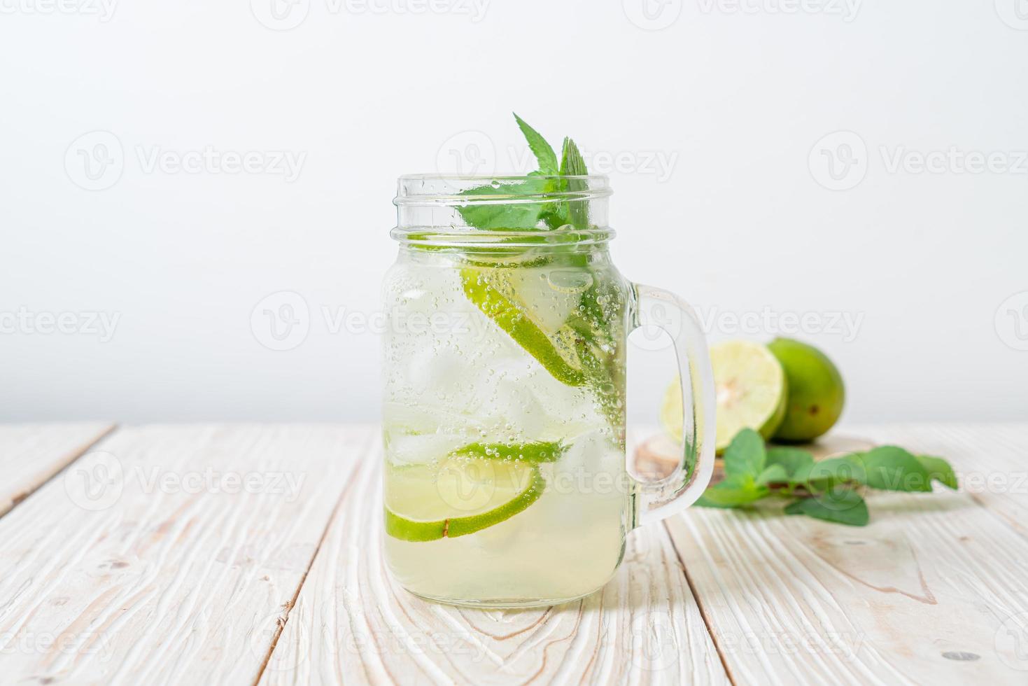 Iced lime soda with mint - refreshing drink photo