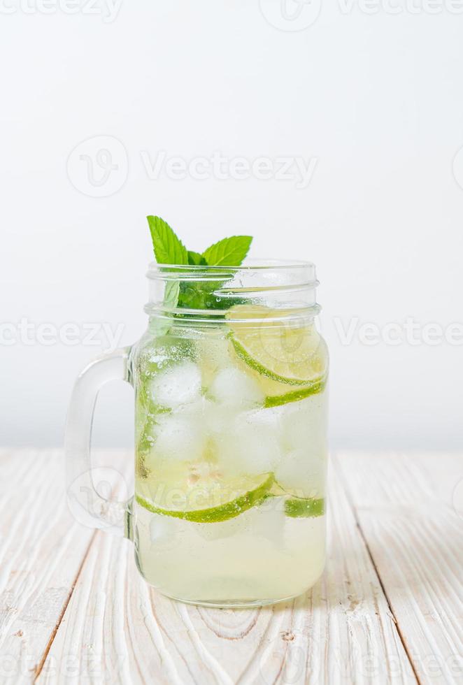 Iced lime soda with mint - refreshing drink photo