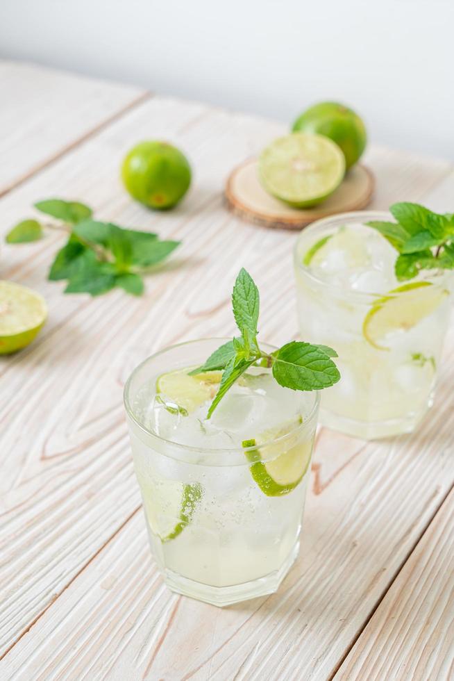 Iced lime soda with mint - refreshing drink photo