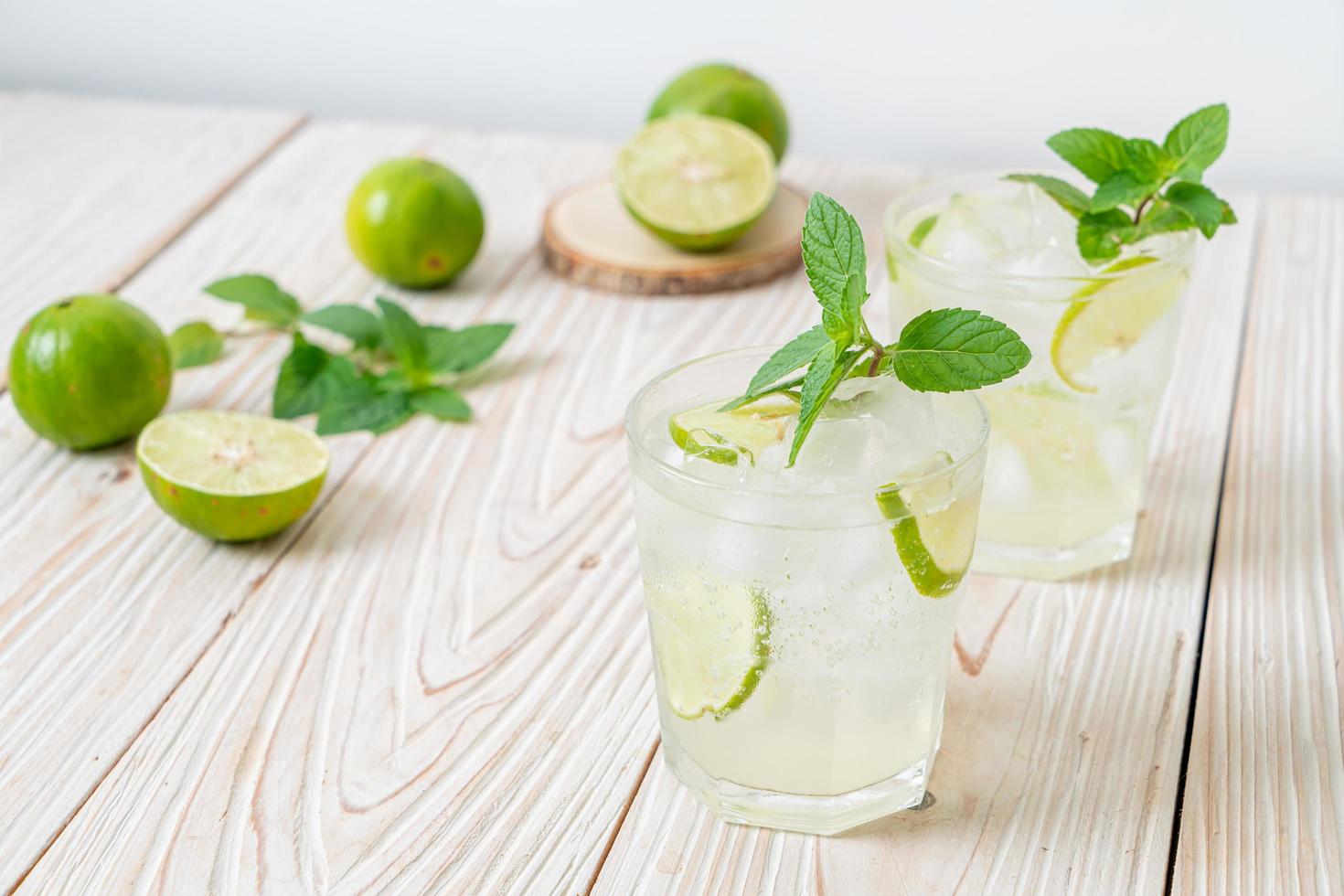 Iced lime soda with mint - refreshing drink photo