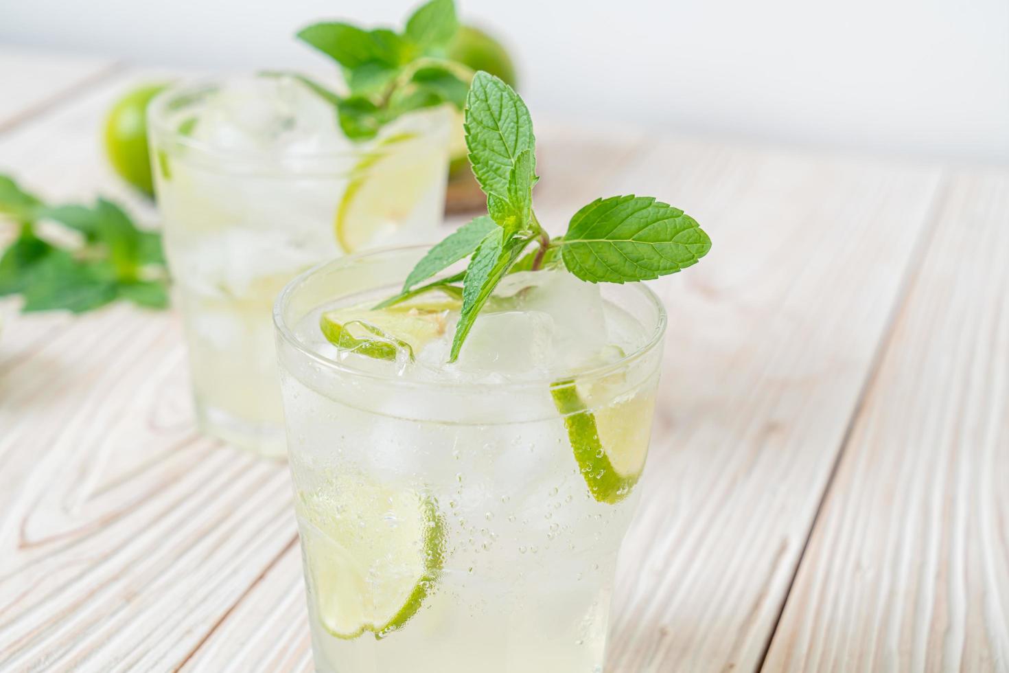 Iced lime soda with mint - refreshing drink photo